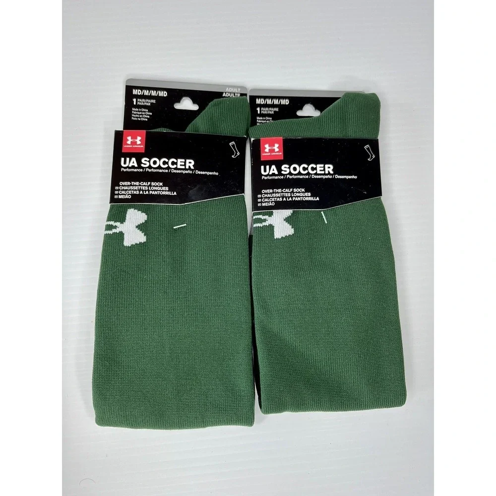 New 2 Pair UA Soccer Socks  4-8.5 Men 7-10.5‎ Women  Dark Green Medium Over Calf